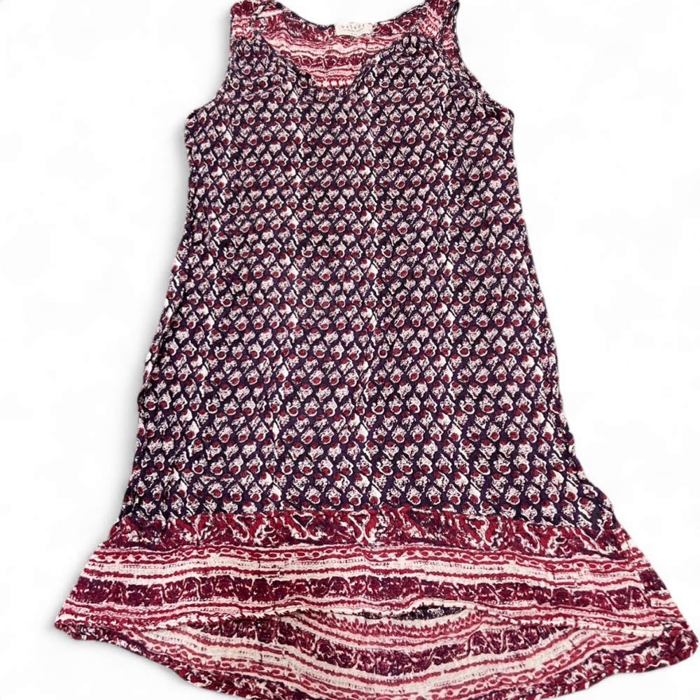 Velvet by Graham & Spencer Sleeveless Burgundy and White Printed Mini Dress